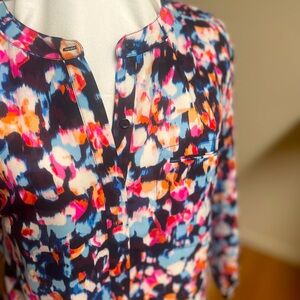 NYDJ Pintuck Blouse in colorful pattern